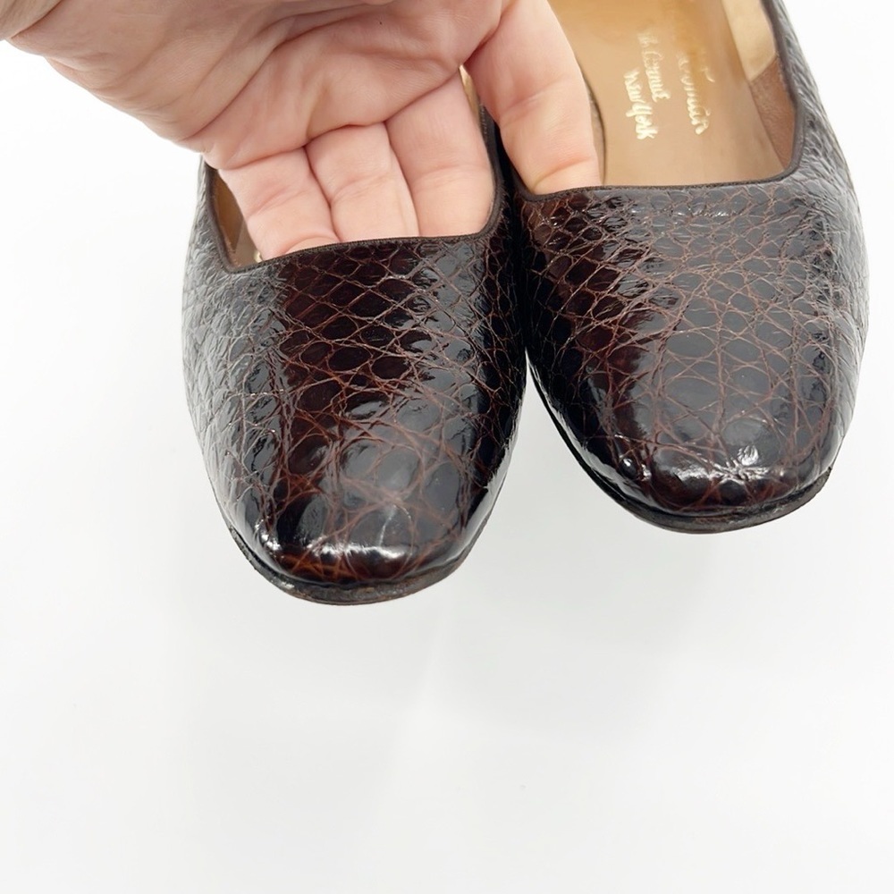 The Tailored Woman Vintage Crocodile Embossed Brown Pumps size 5.5 - Picture 10 of 10